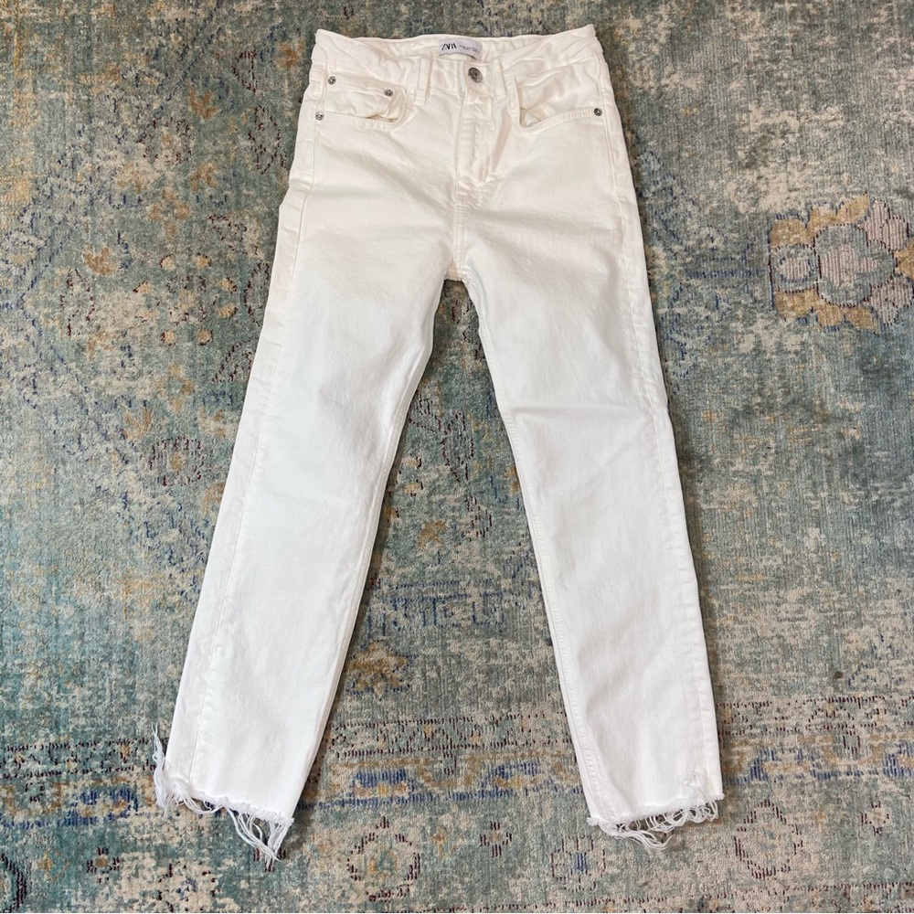 Zara Women's High Rise Jeans - White